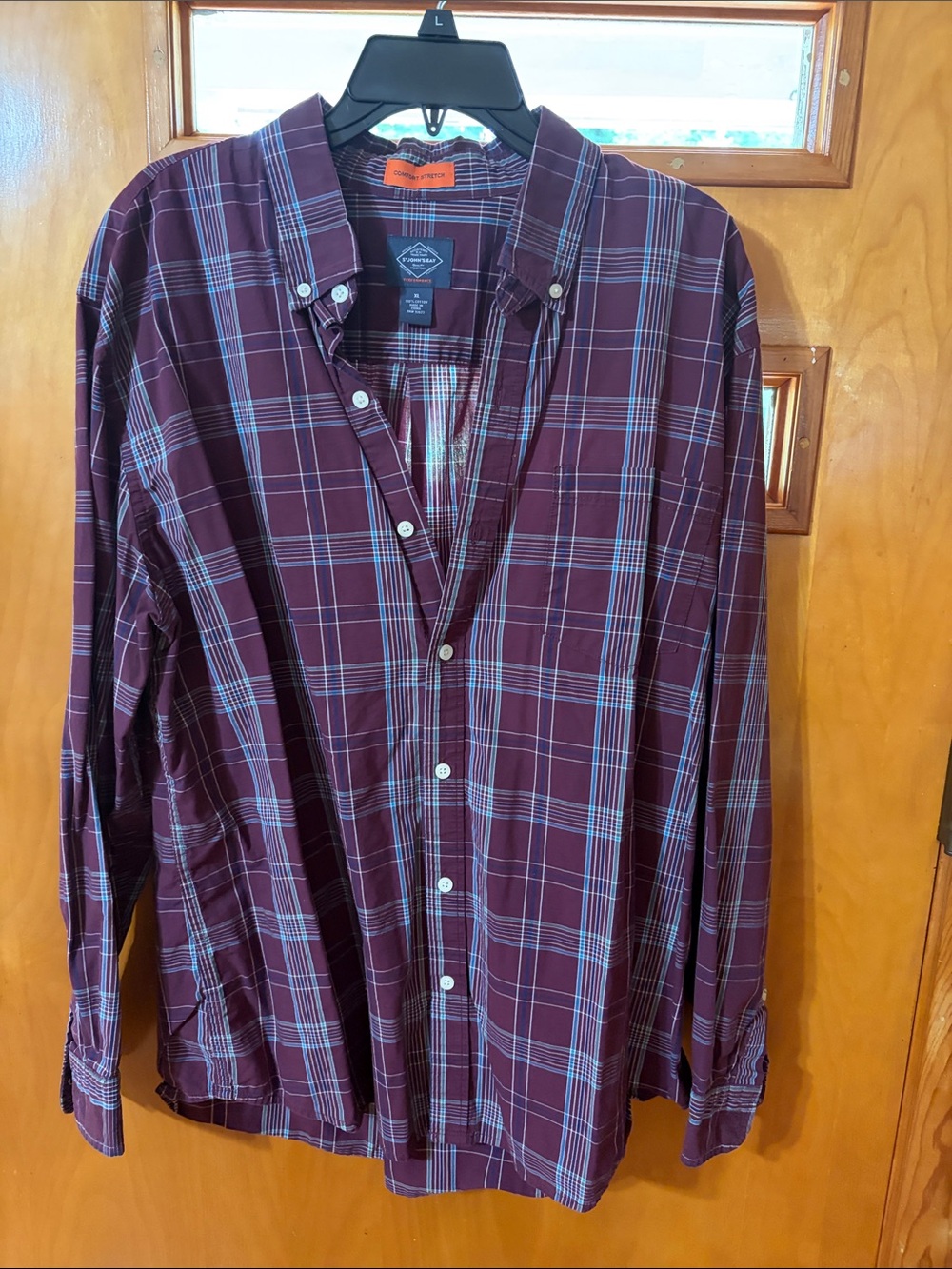 Men's Burgundy Plaid Button-Down Shirt